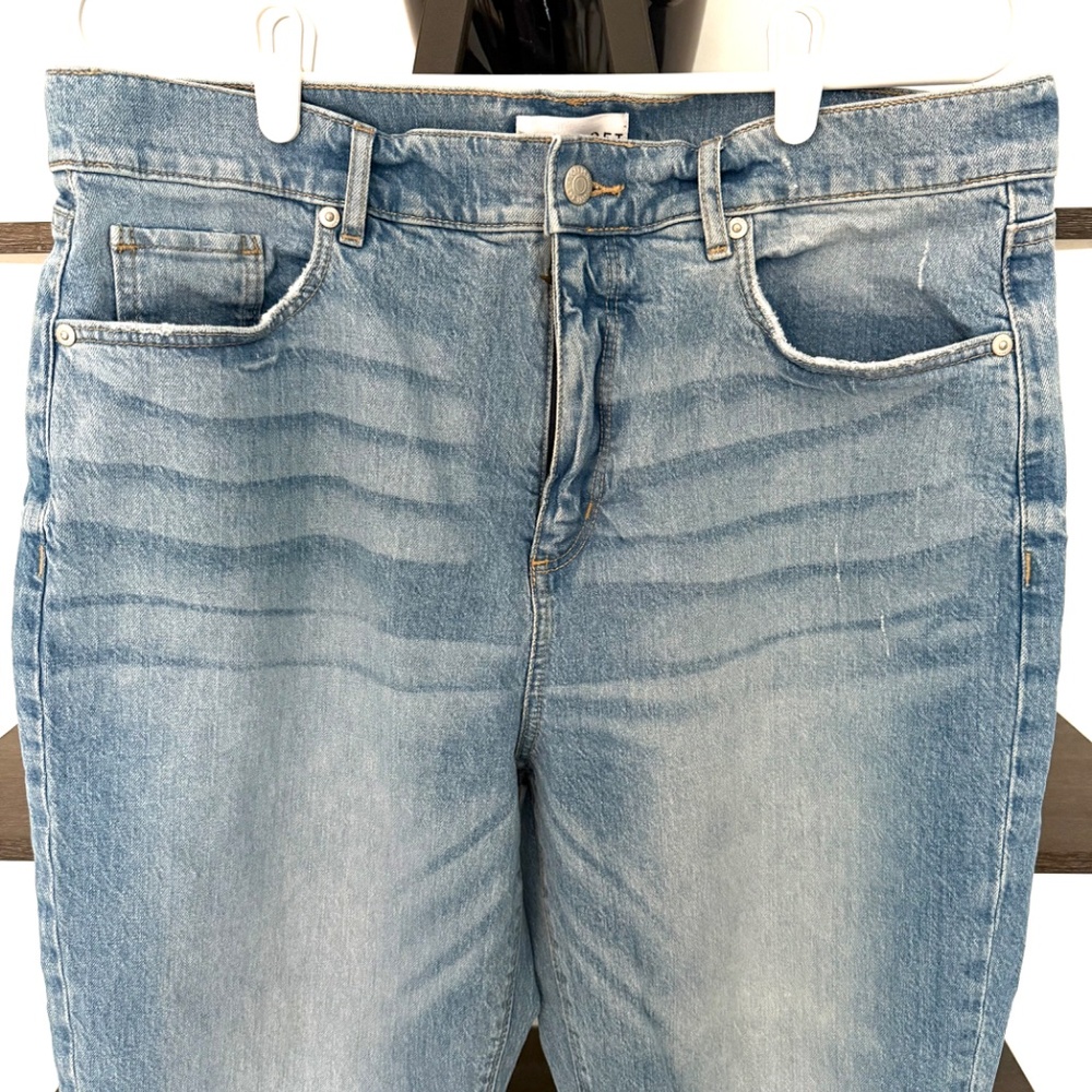 Loft High Rise Straight Cropped Jeans Raw Hem, Size 12/31 - Picture 2 of 12